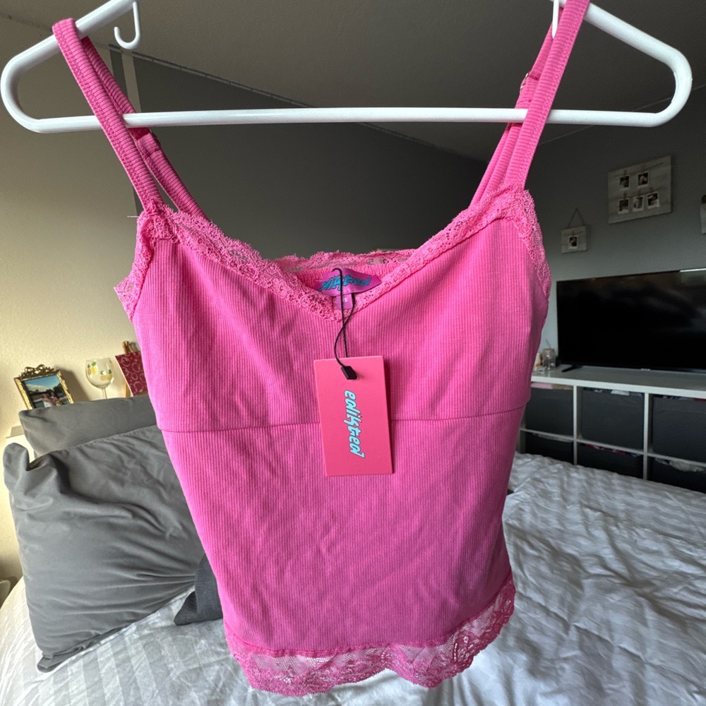 Edikted Pink Lace Trim Camisole